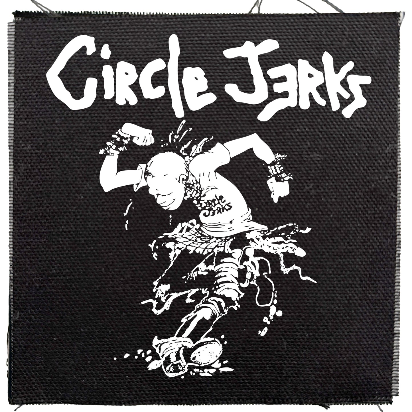 Patch with 'Circle Jerks' logo and graphic design on a black background