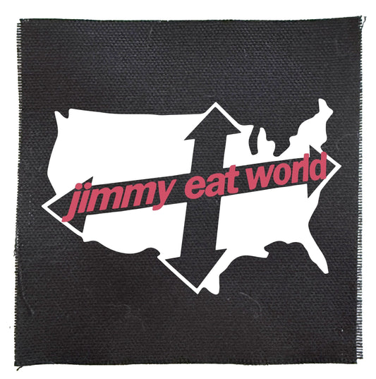 Black patch with 'Jimmy Eat World' logo featuring a map of the United States and an arrow.