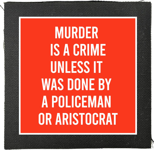 Red square sign with white text on a black border